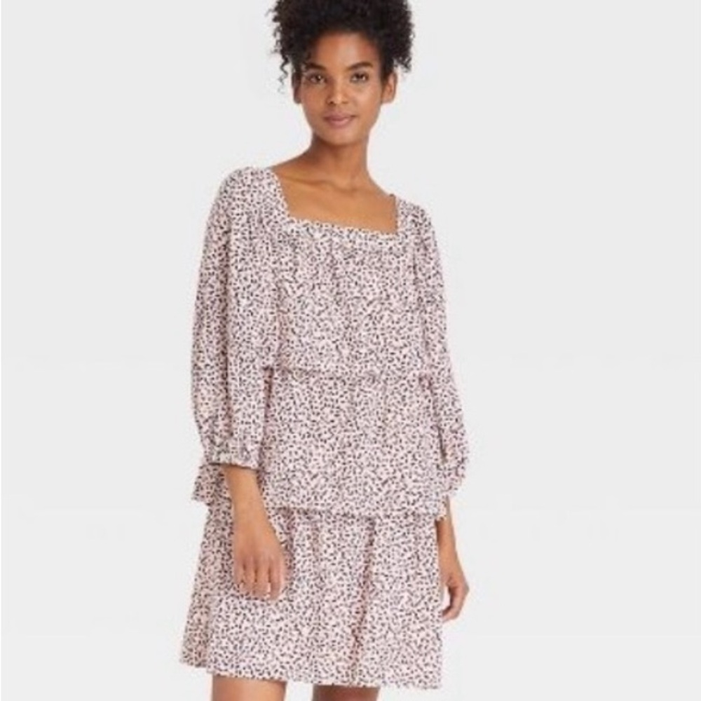 Who What Wear Pink and black dress with Bishop Sleeves sizes 1X and 2X NWT